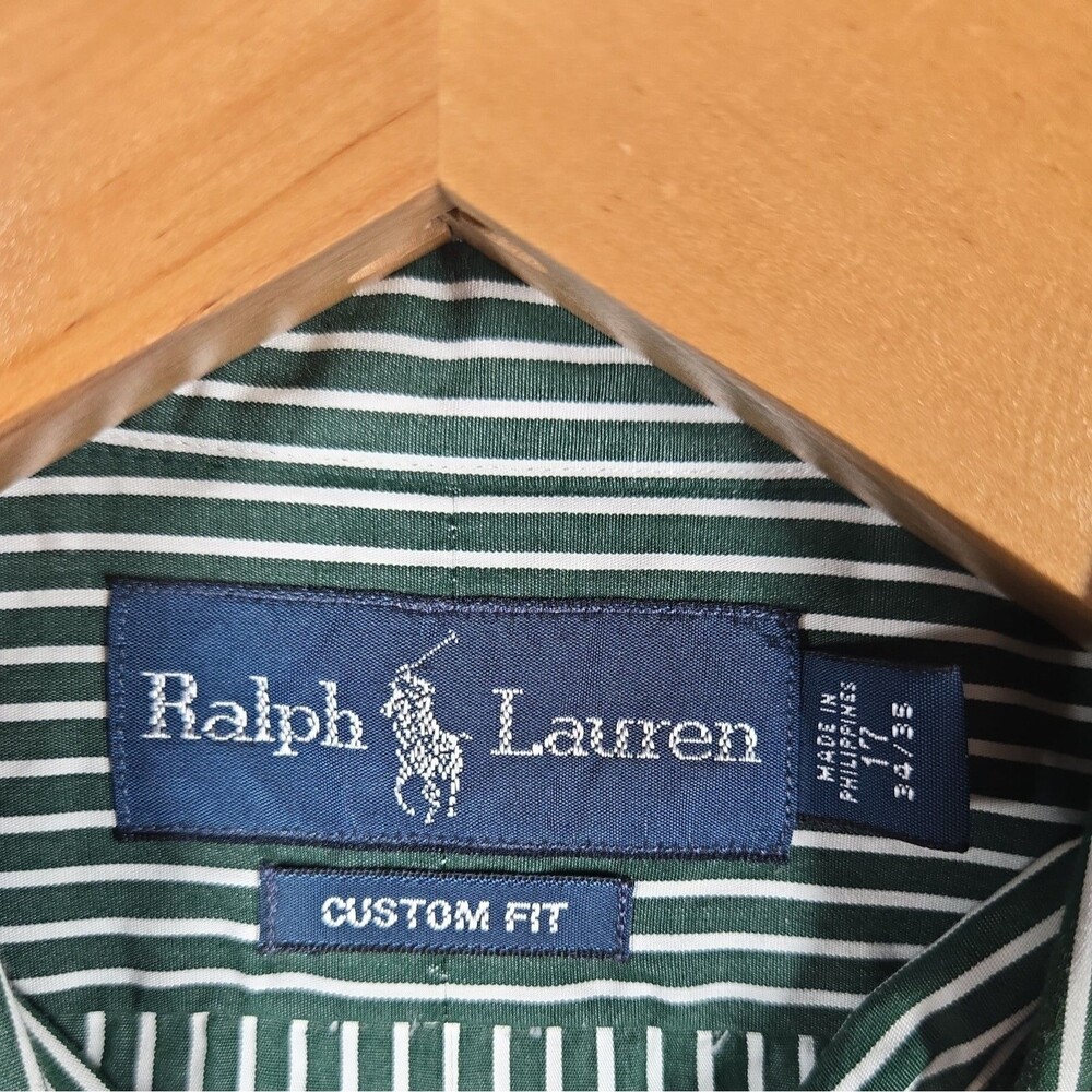 Polo Ralph Lauren Men's Shirt L 17 Striped White Green Classic Fit Red Pony - Picture 4 of 11